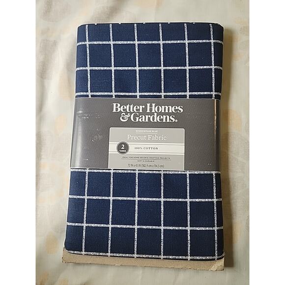 Better Homes & Gardens 100% Cotton Windowpane Blue 2 Yards Precut Fabric - Picture 1 of 4